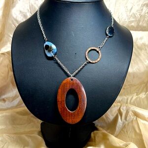Wood, Stone and Mixed Metal necklace